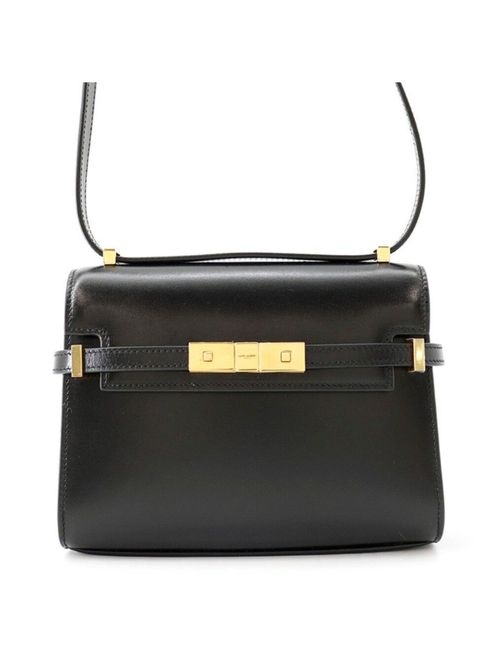 Saint Laurent Paris Shoulder Bag Manhattan Mini Leather Black